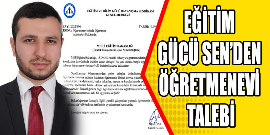 EĞİTİM GÜCÜ SEN’DEN ÖĞRETMENEVİ TALEBİ