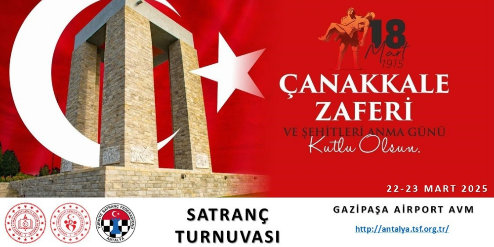 GAZİPAŞA’DA “18 MART ÇANAKKALE ZAFERİ SATRANÇ TURNUVASI” DÜZENLENECEK