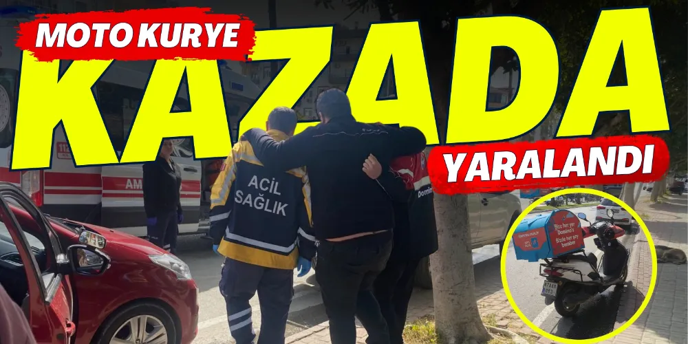 MOTOSİKLETLİ KURYE KAZADA YARALANDI