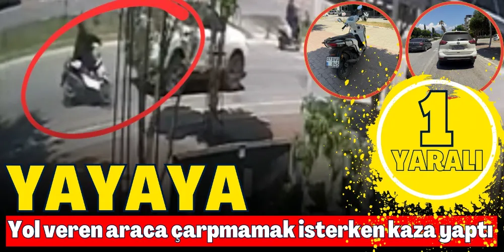 YAYAYA YOL VEREN ARACA ÇARPMAMAK İSTERKEN KAZA YAPTI