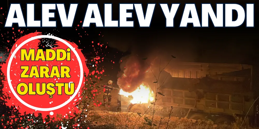 PARK HALİNDEKİ KAMYONDA YANGIN ÇIKTI