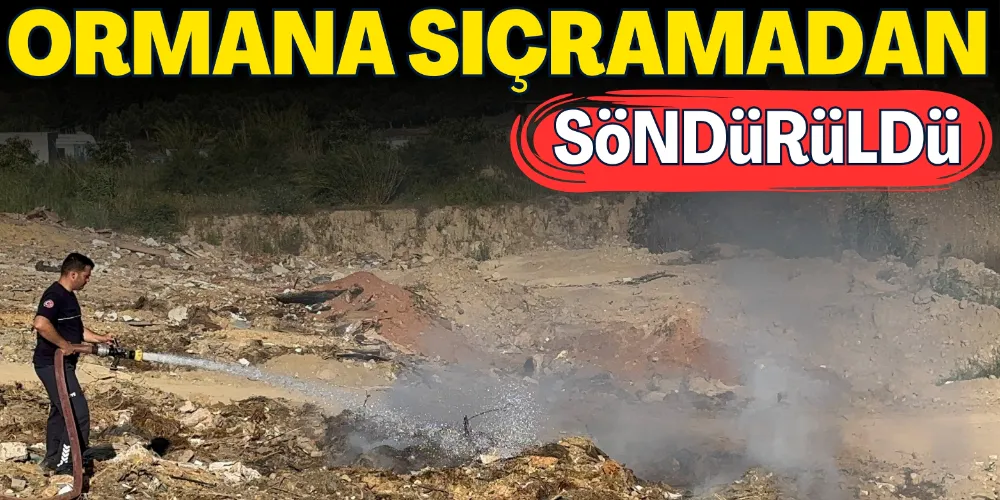 YANGIN ORMANLIK ALANA SIÇRAMADAN SÖNDÜRÜLDÜ