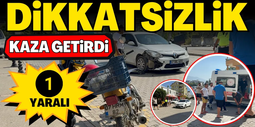 OTOMOBİLLE MOTOSİKLET ÇARPIŞTI: 1 YARALI
