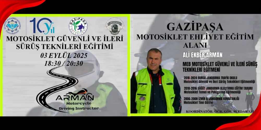 GAZİPAŞA’DA ÜCRETSİZ SÜRÜŞ EĞİTİMİ VERİLECEK