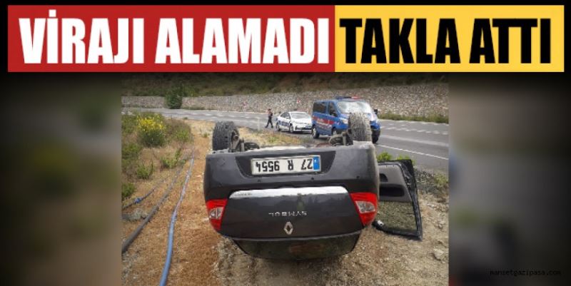 VİRAJI ALAMADI TAKLA ATTI