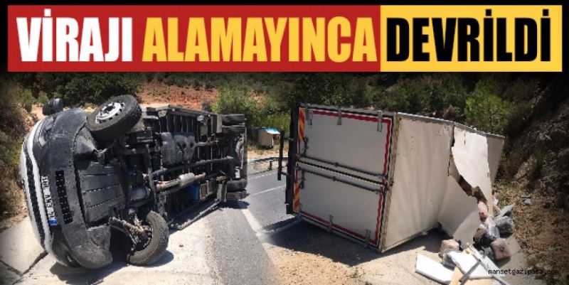 VİRAJI ALAMAYINCA DEVRİLDİ